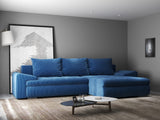 Colțar extensibil dumonde cu ladă de depozitare si sezut confortabil din spuma HR, Leonardo Zoom Albastru 255x193 cm II