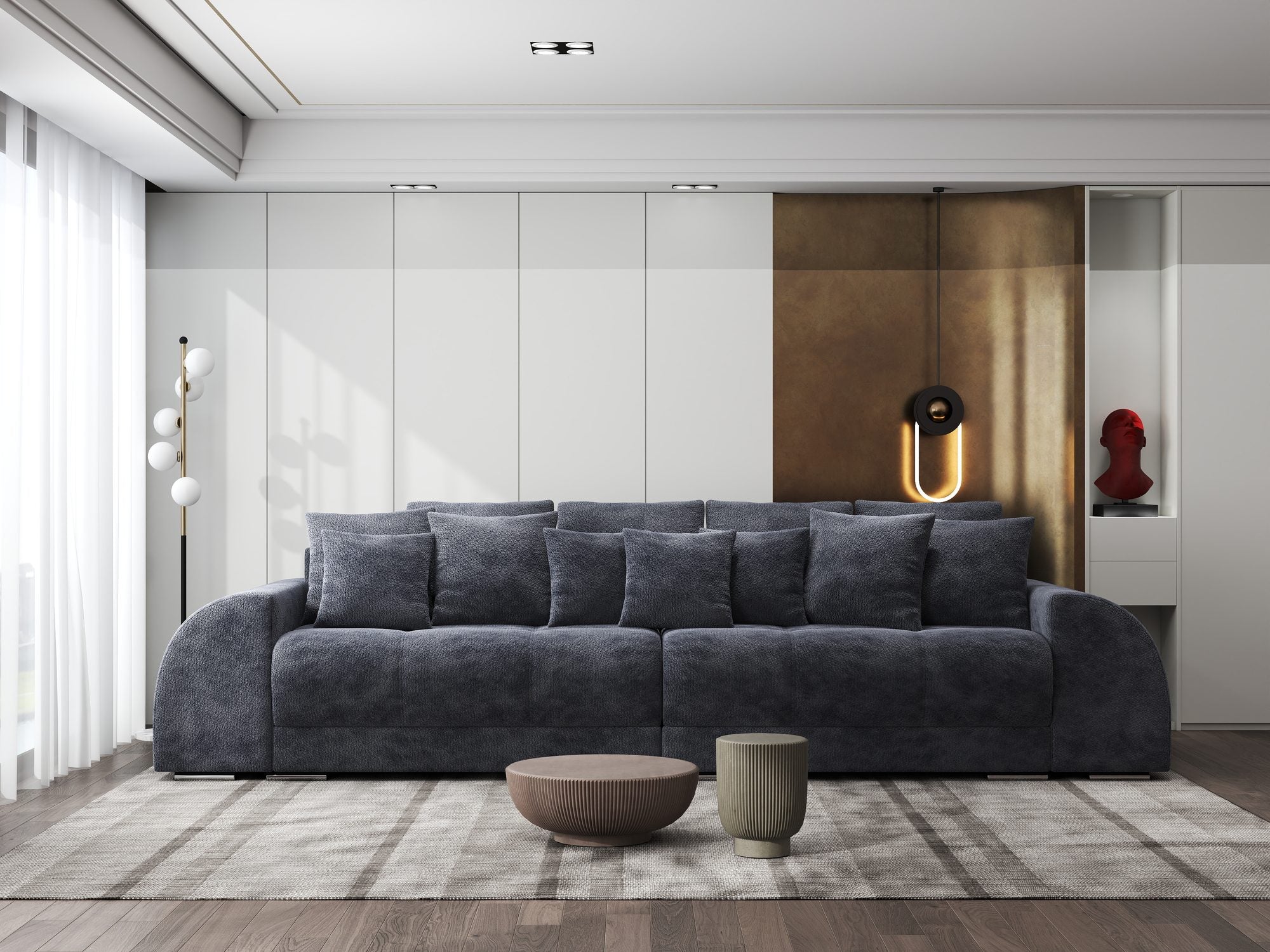 Canapea extensibilă dumonde cu 2 lăzi de depozitare si sezut confortabil din spuma high-density, Verona Vibe Gri Antracit 97 310x100 cm