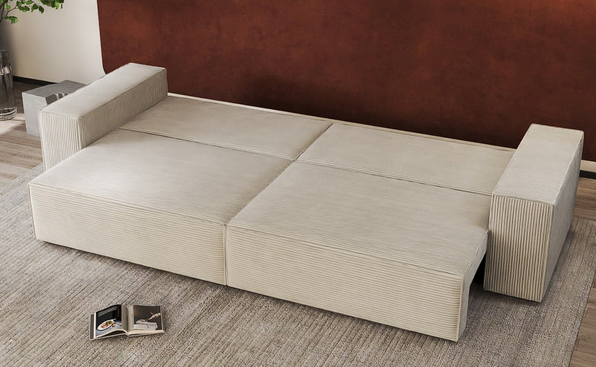 Canapea extensibilă dumonde cu ladă de depozitare si sezut confortabil din spuma HR, Dream Zoom Gri 310x100 cm Fabrica