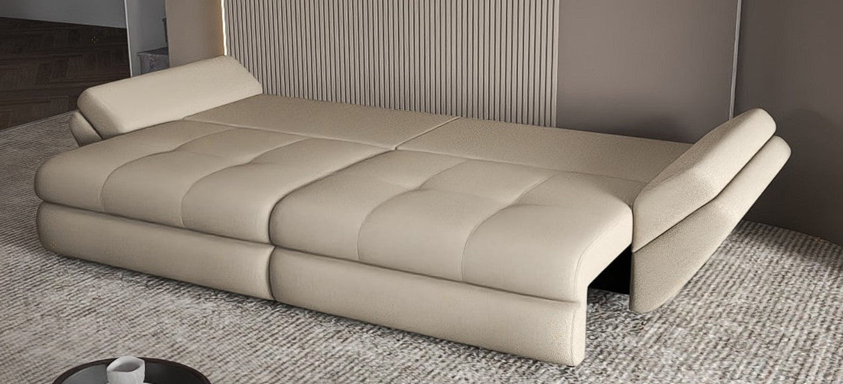 Canapea extensibilă dumonde cu ladă de depozitare si sezut confortabil din spuma HR, Loana Enjoy Bej 2 300x100 cm Fabrica