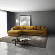 Colțar extensibil dumonde cu ladă de depozitare si sezut confortabil din spuma HR, Gloria Mustar Zoom 320x183 cm Fabrica