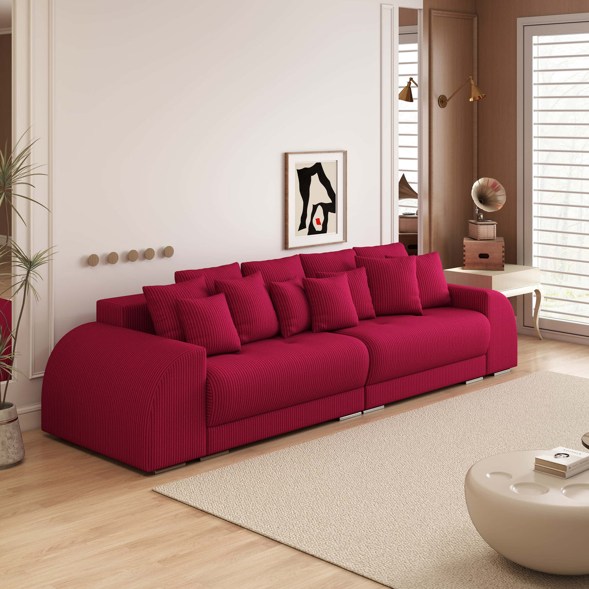 Canapea extensibilă dumonde cu 2 lăzi de depozitare si sezut confortabil din spuma HR, Verona Red Wine 310x100 cm Fabrica