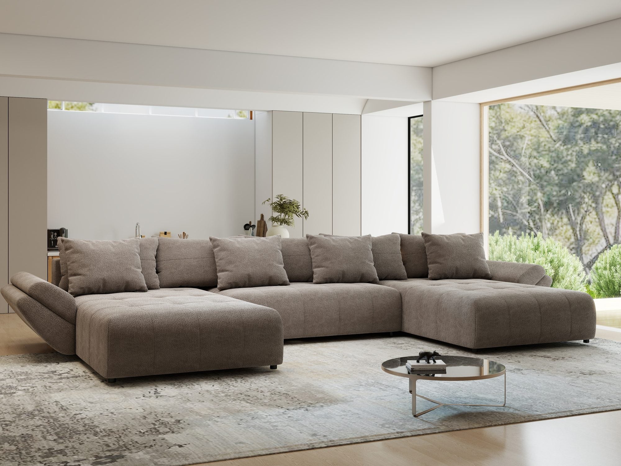 Colțar extensibil dumonde cu ladă de depozitare si sezut confortabil din spuma high-density, Berlin U Vibe Maro 21 380x180 cm