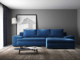 Colțar extensibil dumonde cu ladă de depozitare si sezut confortabil din spuma HR, Leonardo Zoom Albastru 255x193 cm II