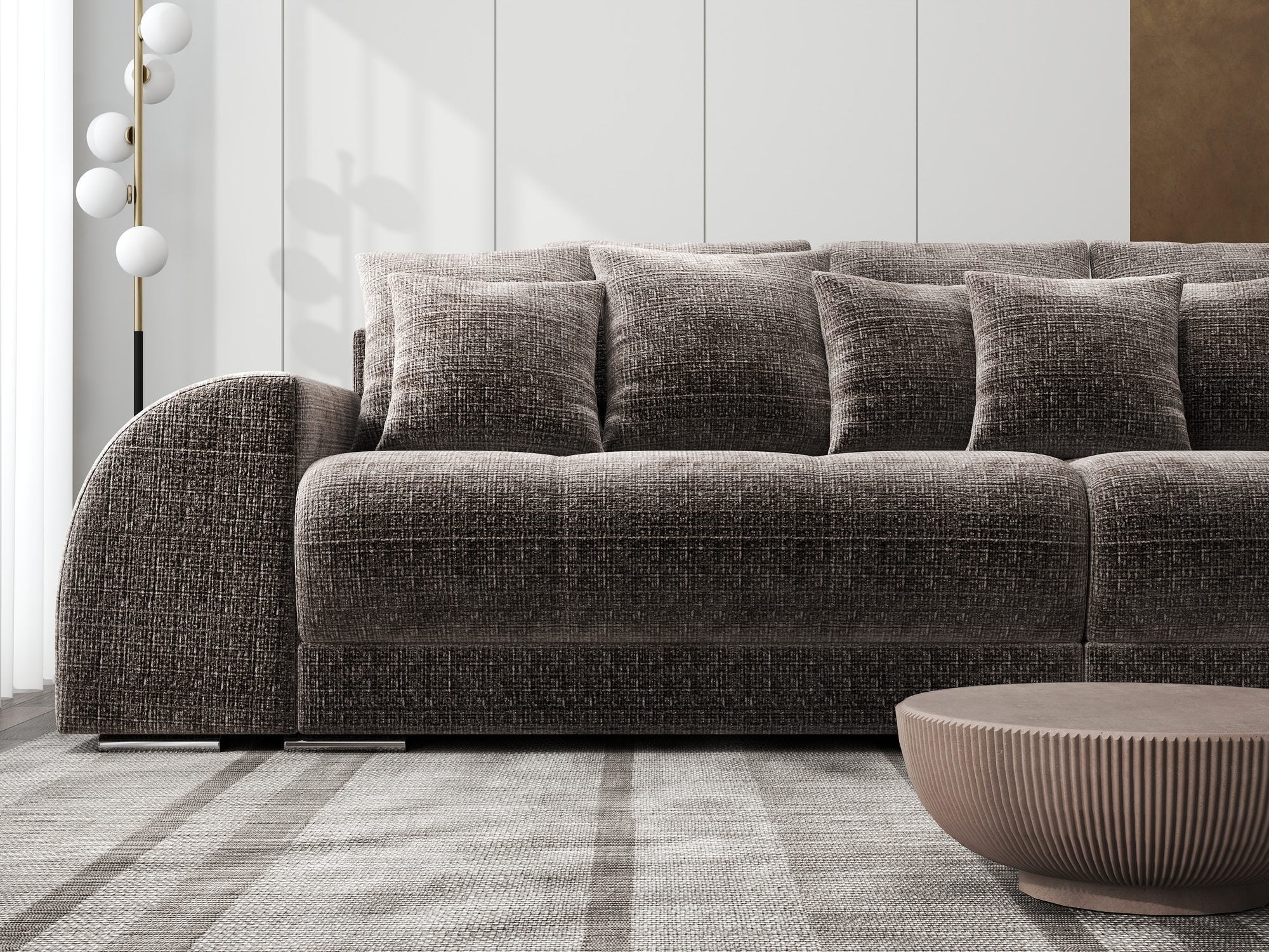 Canapea extensibilă dumonde cu 2 lăzi de depozitare si sezut confortabil din spuma high-density, Verona Cremona Maro-bej 24 310x100 cm