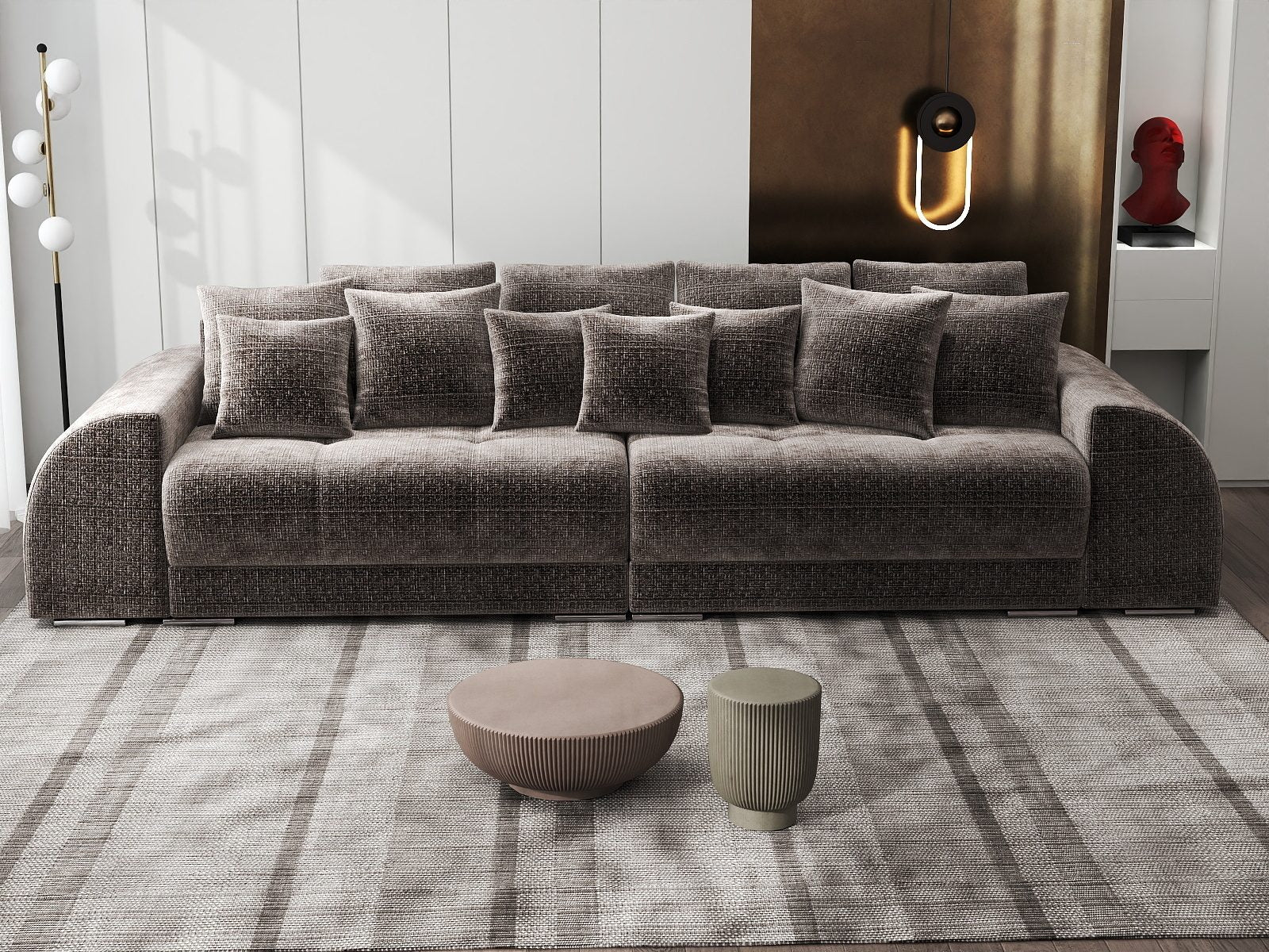 Canapea extensibilă dumonde cu 2 lăzi de depozitare si sezut confortabil din spuma high-density, Verona Cremona Maro-bej 24 310x100 cm