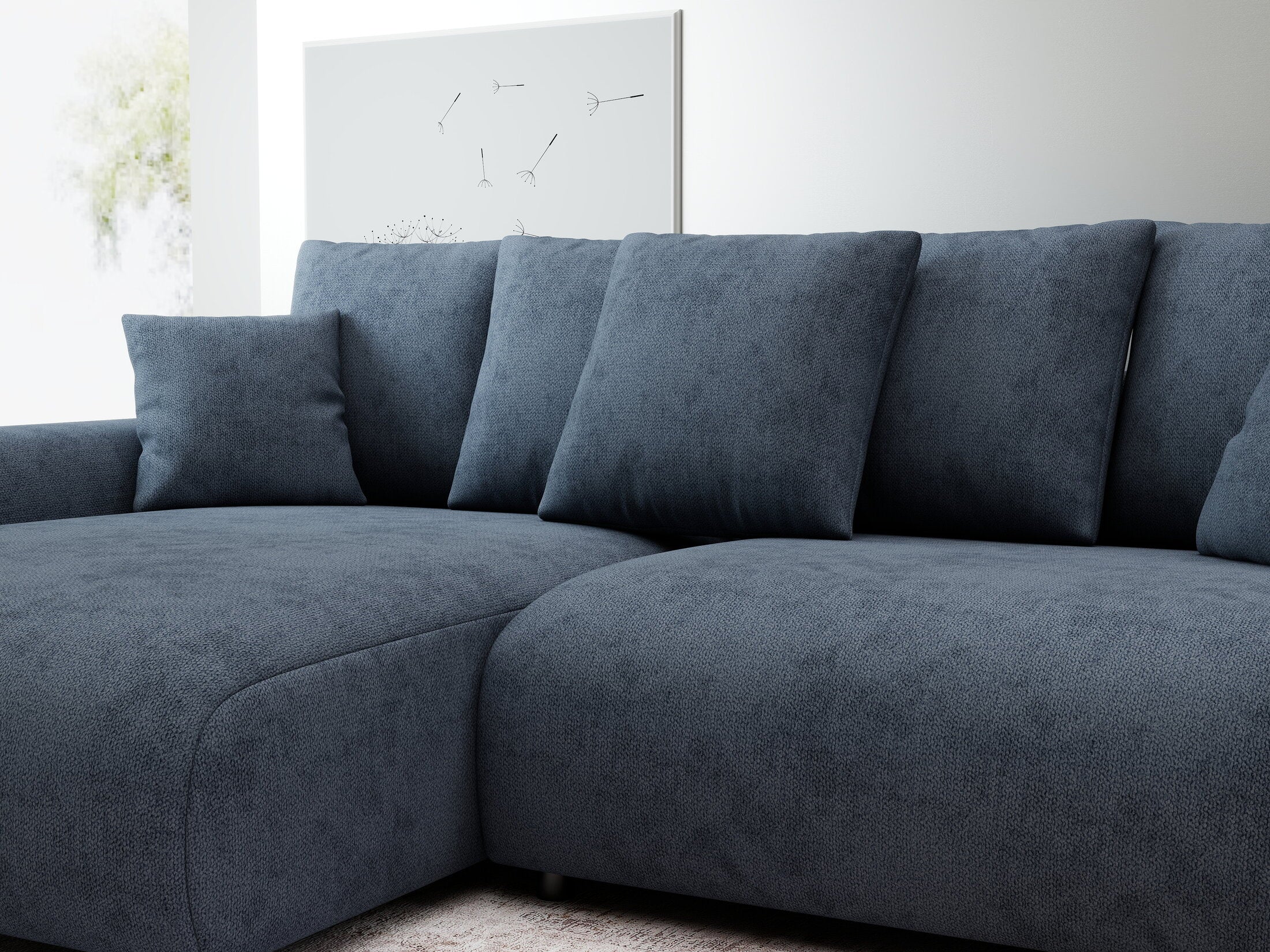 Colțar extensibil dumonde cu ladă de depozitare și șezut confortabil din spumă HR, Luma Enjoy Antracit 255x168 cm