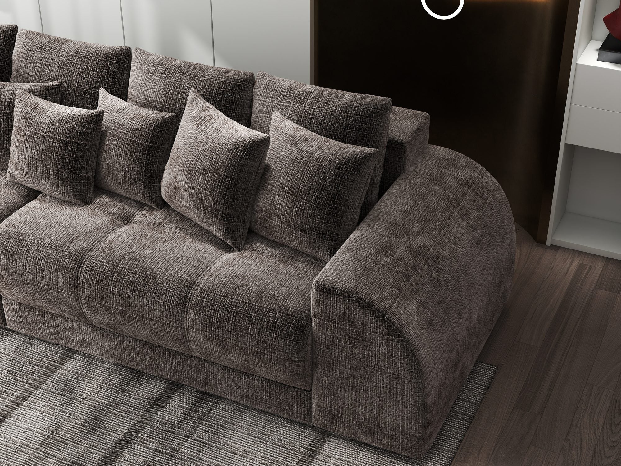 Canapea extensibilă dumonde cu 2 lăzi de depozitare si sezut confortabil din spuma high-density, Verona Cremona Maro-bej 24 310x100 cm