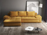 Colțar extensibil dumonde cu ladă de depozitare si sezut confortabil din spuma HR, Leonardo Zoom Mustar 255x193 cm