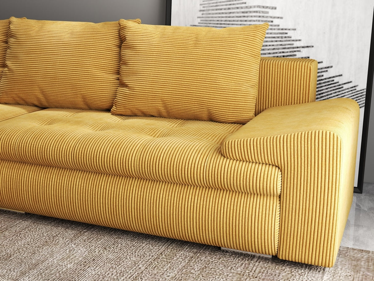 Colțar extensibil dumonde cu ladă de depozitare si sezut confortabil din spuma HR, Leonardo Zoom Mustar 255x193 cm
