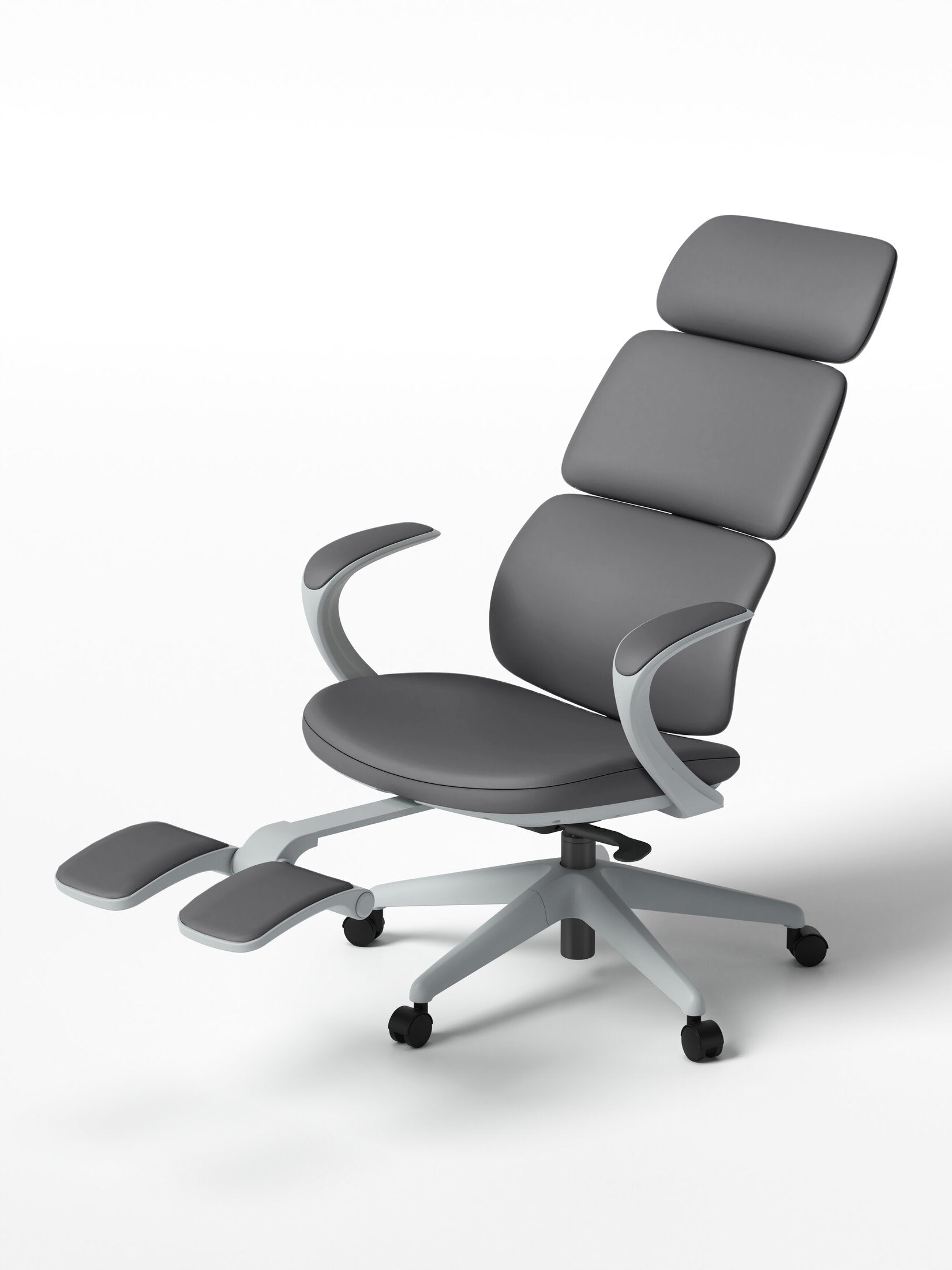 Scaun ergonomic profesional modern Neo Grey dumonde, cotiere ultra moi, mecanism multifunctional inclinare/blocare, suport picioare, gri