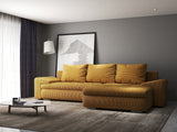 Colțar extensibil dumonde cu ladă de depozitare si sezut confortabil din spuma HR, Leonardo Zoom Mustar 255x193 cm II