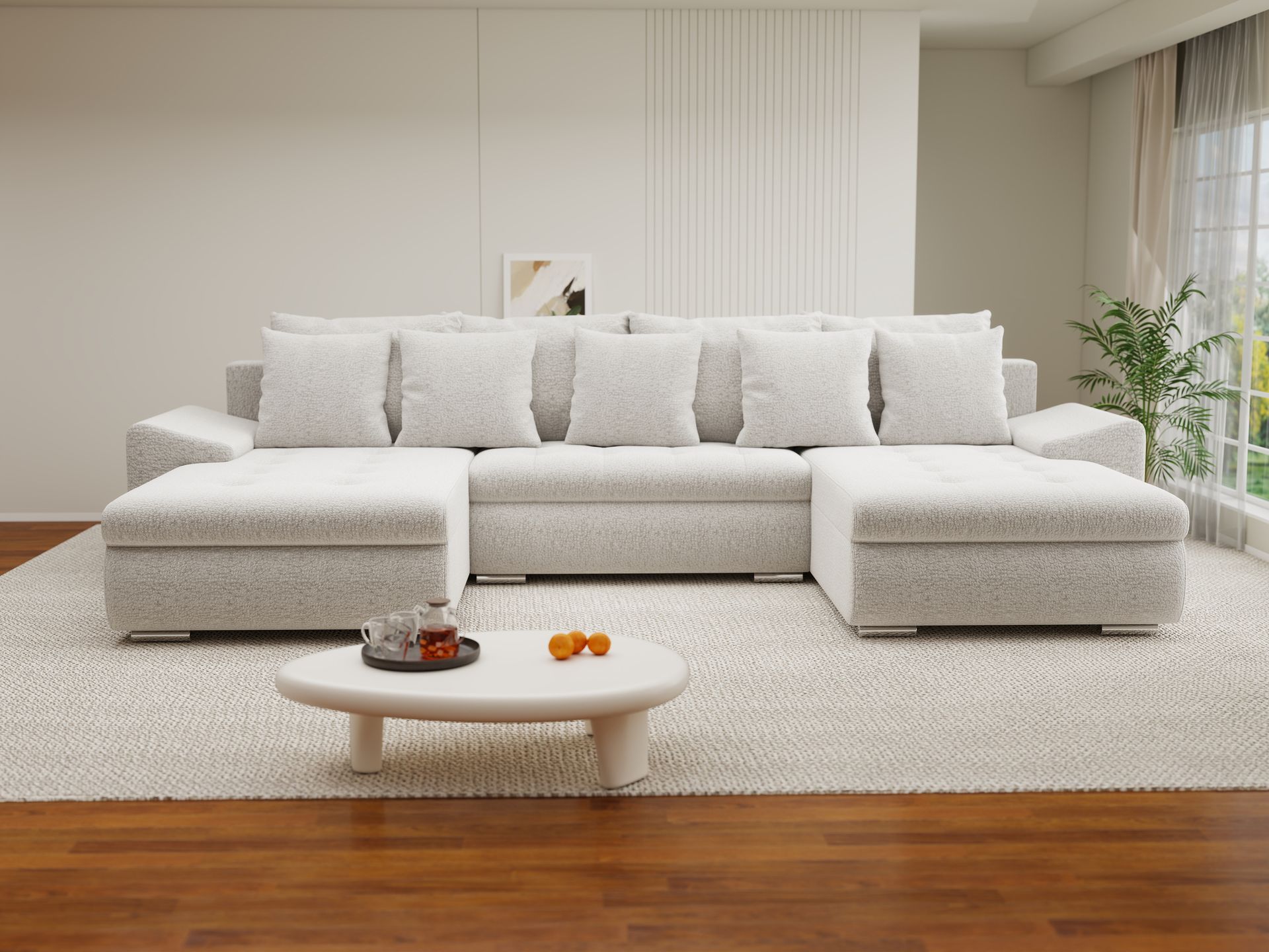 Colțar extensibil dumonde cu ladă de depozitare si sezut confortabil din spuma high-density, Leonardo U Jaguar Gri 19 360x185 cm