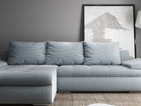 Colțar extensibil dumonde cu ladă de depozitare si sezut confortabil din spuma HR, Leonardo Zoom Gri Mint 255x193 cm