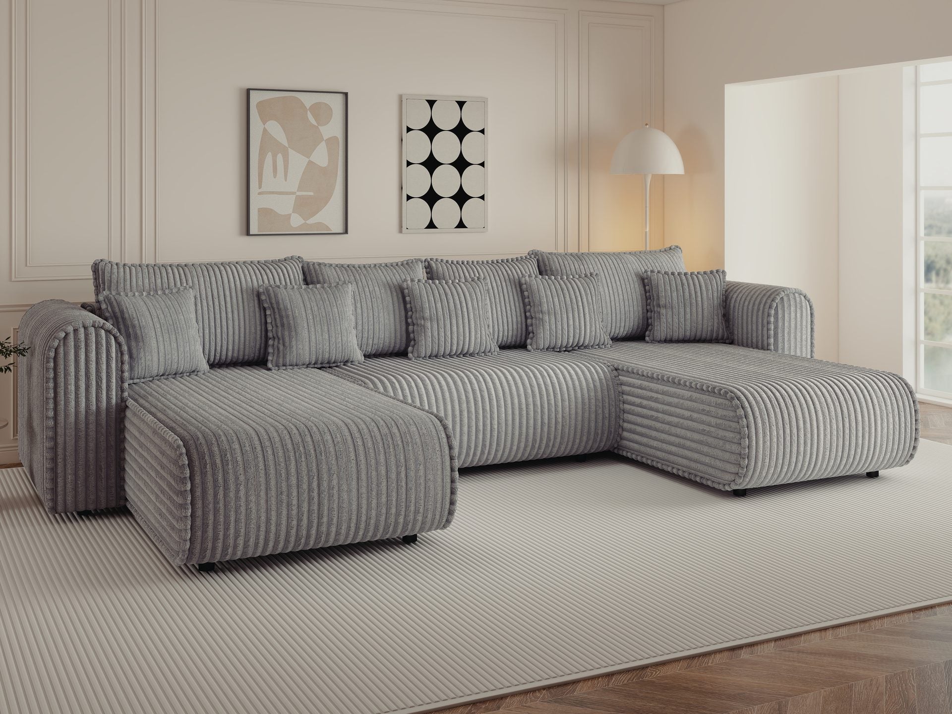 Colțar extensibil dumonde în formă de U cu ladă de depozitare si sezut confortabil din spuma high-density, Monaco U Tili