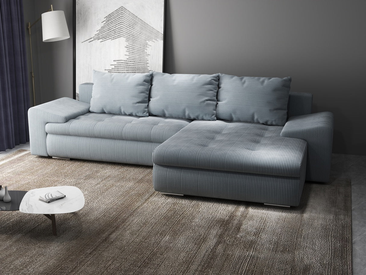 Colțar extensibil dumonde cu ladă de depozitare si sezut confortabil din spuma HR, Leonardo Zoom Gri Mint 255x193 cm II