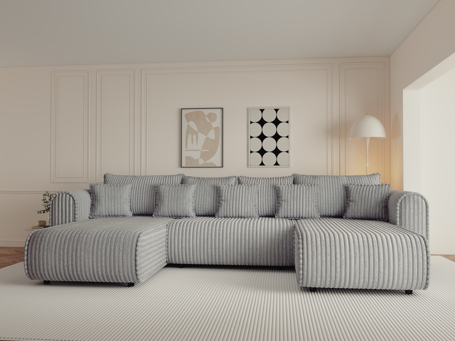 Colțar extensibil dumonde în formă de U cu ladă de depozitare si sezut confortabil din spuma high-density, Monaco U Tili