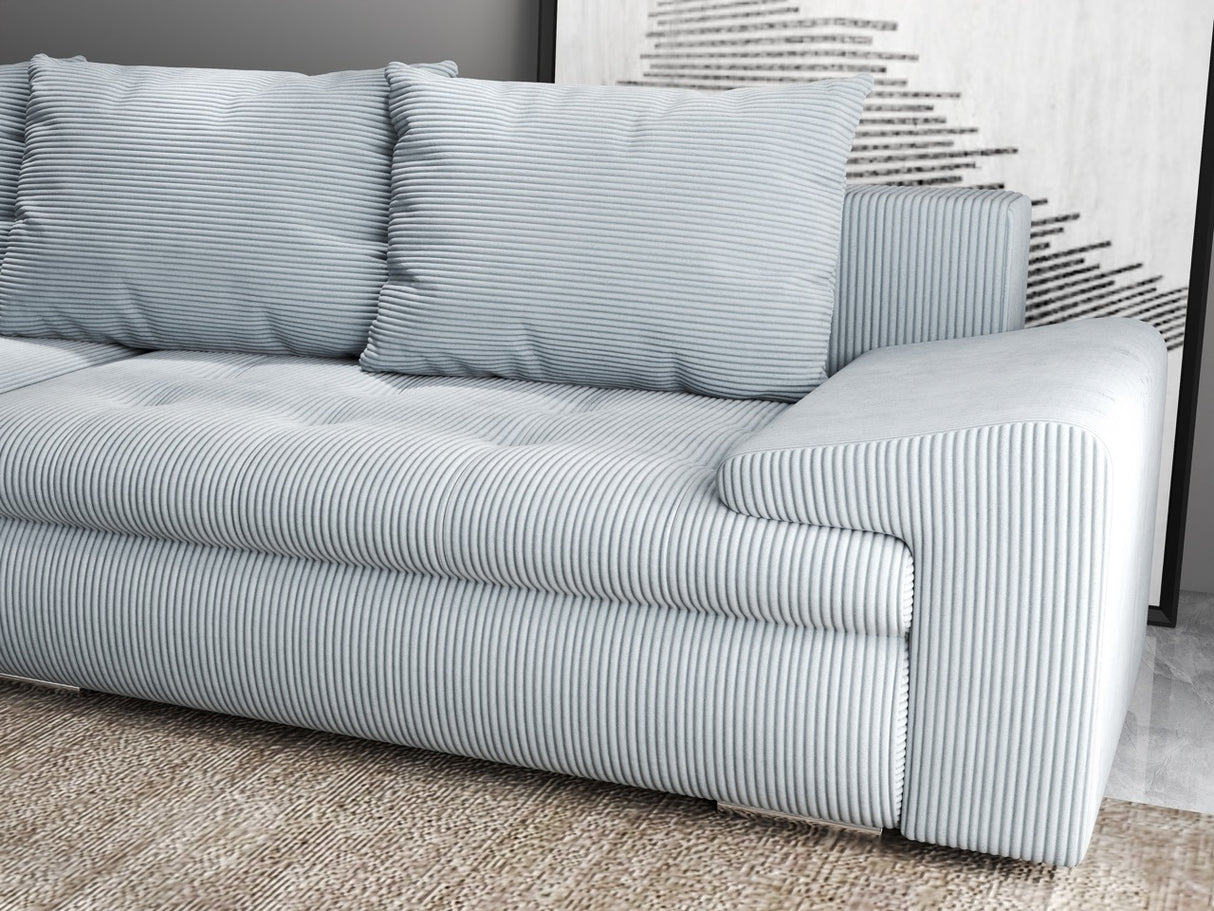 Colțar extensibil dumonde cu ladă de depozitare si sezut confortabil din spuma HR, Leonardo Zoom Gri Mint 255x193 cm