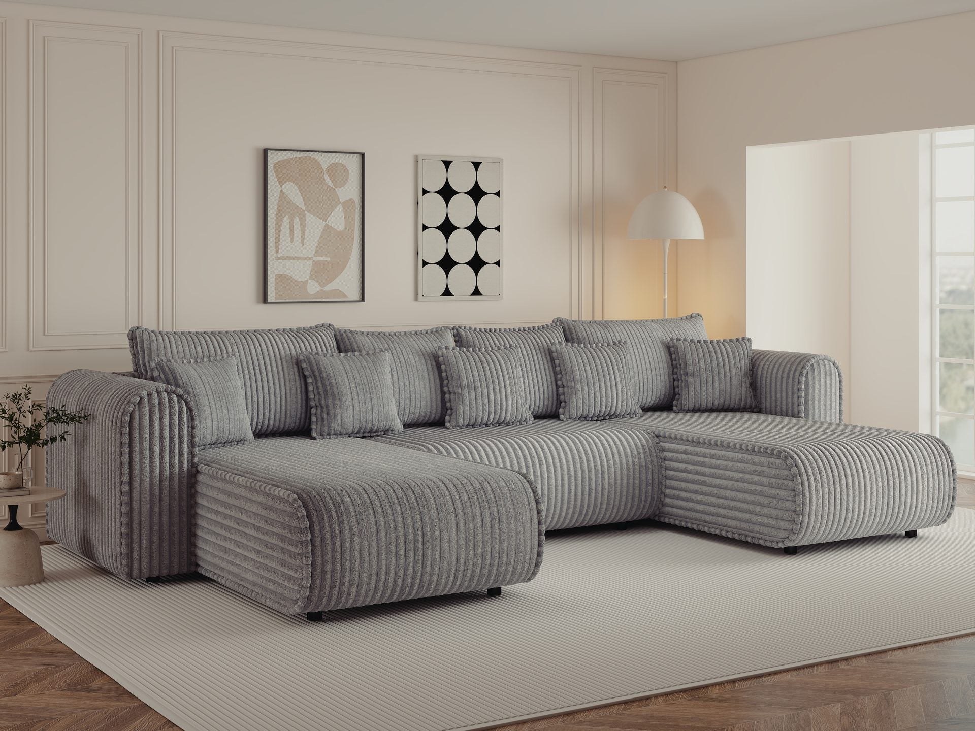 Colțar extensibil dumonde în formă de U cu ladă de depozitare si sezut confortabil din spuma high-density, Monaco U Tili