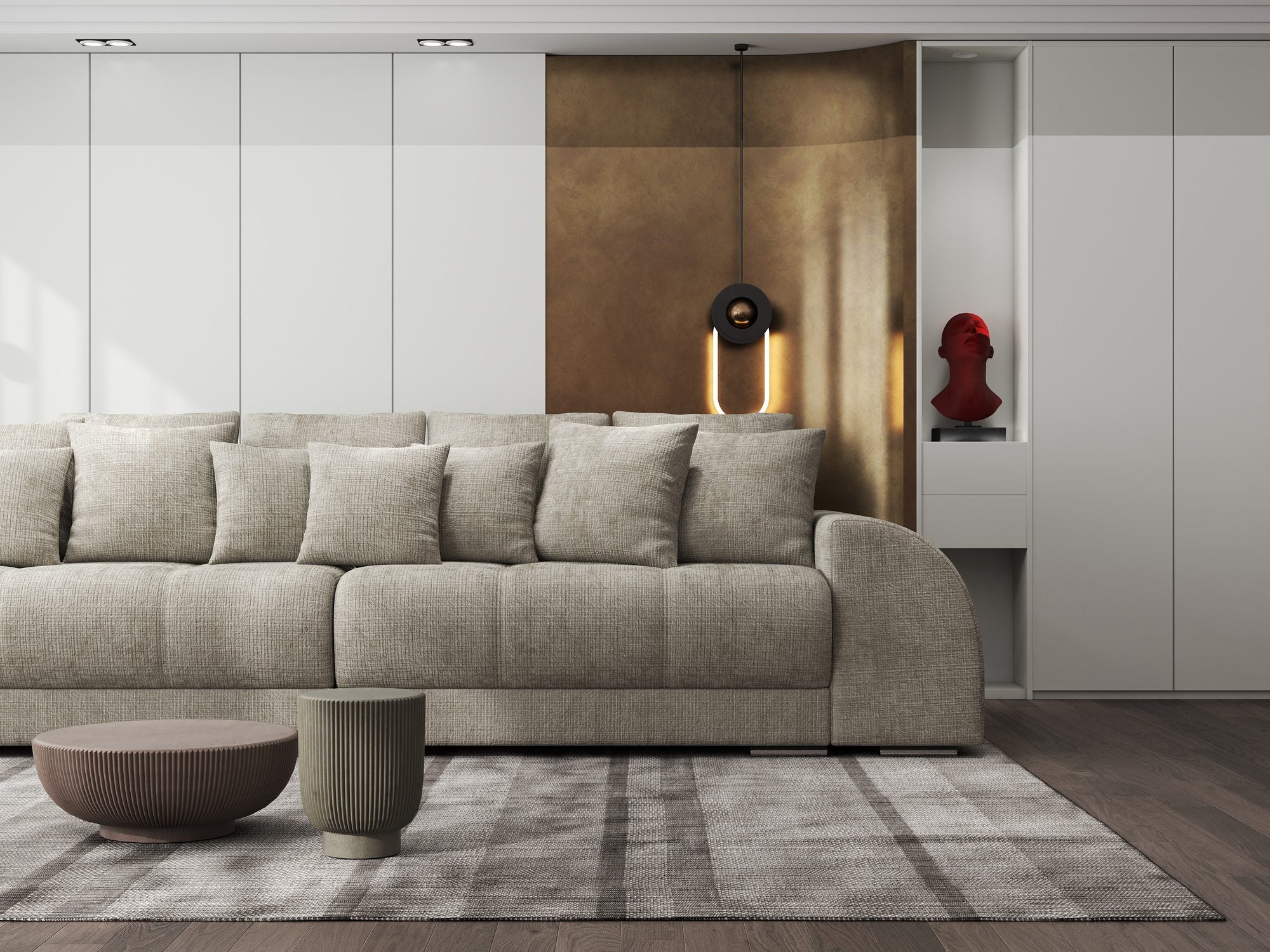Canapea extensibilă dumonde cu 2 lăzi de depozitare si sezut confortabil din spuma high-density, Verona Cremona Bej 14 310x100 cm
