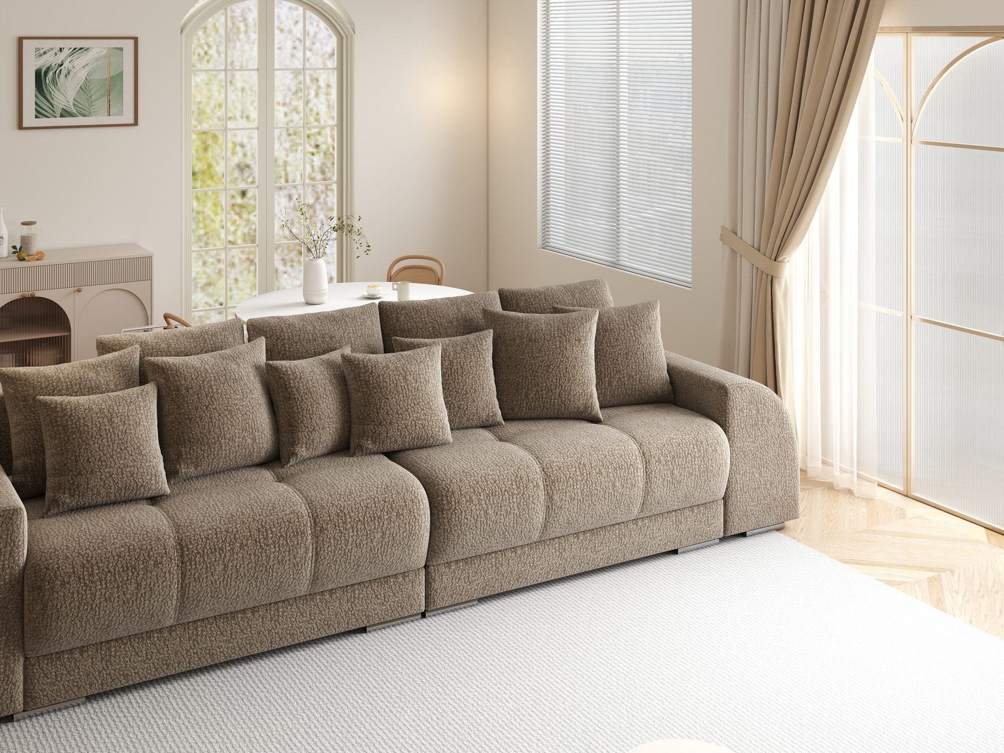 Canapea extensibilă dumonde cu 2 lăzi de depozitare si sezut confortabil din spuma high-density, Verona Jaguar Maro Cappuccino 8 310x100 cm