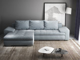 Colțar extensibil dumonde cu ladă de depozitare si sezut confortabil din spuma HR, Leonardo Zoom Gri Mint 255x193 cm