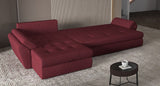 Colțar extensibil dumonde cu ladă de depozitare si sezut confortabil din spuma HR, Loana XL Enjoy Rosu II 335x185 cm Fabrica