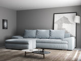 Colțar extensibil dumonde cu ladă de depozitare si sezut confortabil din spuma HR, Leonardo Zoom Gri Mint 255x193 cm