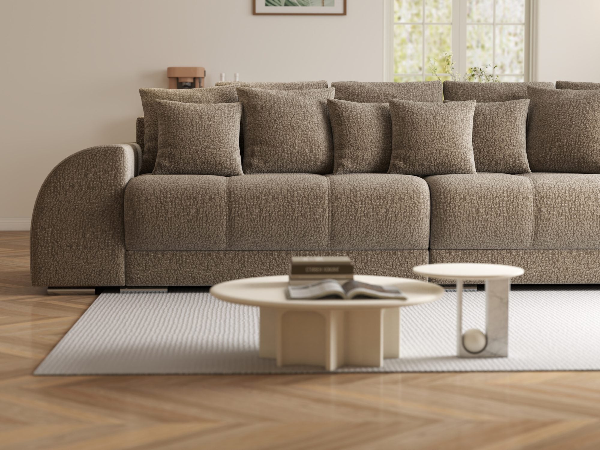 Canapea extensibilă dumonde cu 2 lăzi de depozitare si sezut confortabil din spuma high-density, Verona Jaguar Maro Cappuccino 8 310x100 cm