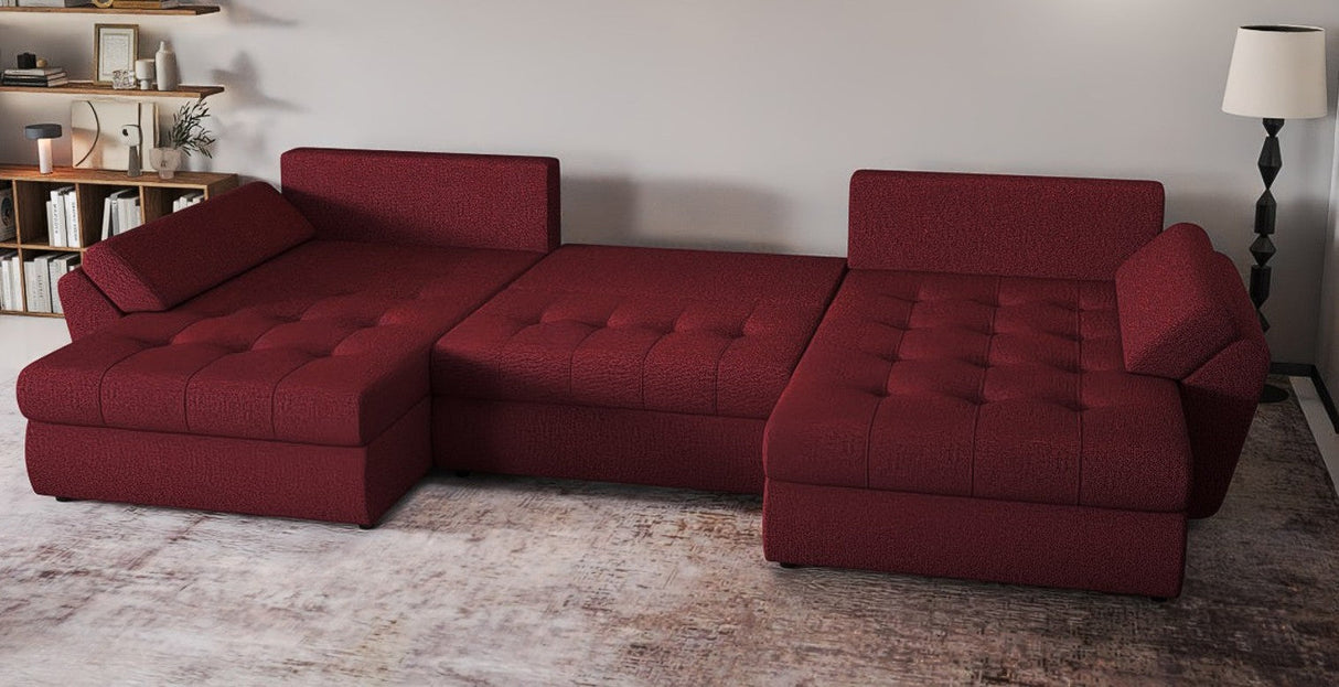 Colțar extensibil dumonde cu ladă de depozitare si sezut confortabil din spuma HR, Loana Enjoy Red U 355x185 cm Fabrica