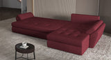 Colțar extensibil dumonde cu ladă de depozitare si sezut confortabil din spuma HR, Loana XL Enjoy Rosu 335x185 cm Fabrica