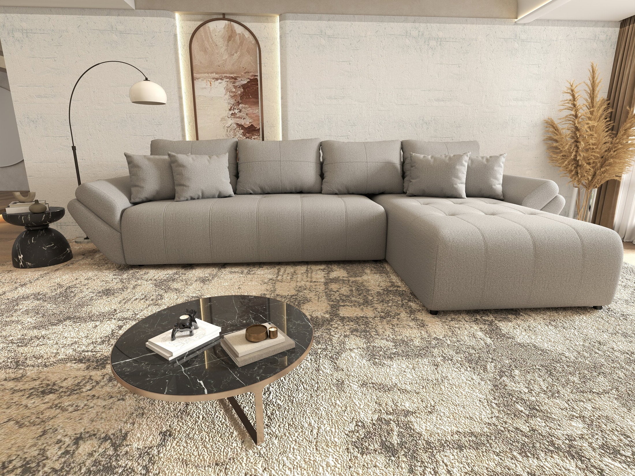 Colțar extensibil dumonde cu ladă de depozitare Berlin XL Enjoy Grey 350x185 cm II