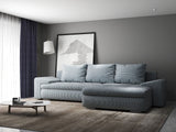 Colțar extensibil dumonde cu ladă de depozitare si sezut confortabil din spuma HR, Leonardo Zoom Gri Mint 255x193 cm II