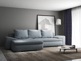 Colțar extensibil dumonde cu ladă de depozitare si sezut confortabil din spuma HR, Leonardo Zoom Gri Mint 255x193 cm