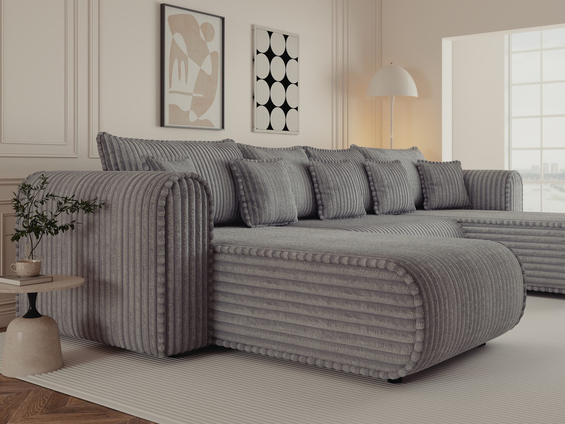 Colțar extensibil dumonde în formă de U cu ladă de depozitare si sezut confortabil din spuma high-density, Monaco U Tili