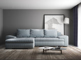 Colțar extensibil dumonde cu ladă de depozitare si sezut confortabil din spuma HR, Leonardo Zoom Gri Mint 255x193 cm
