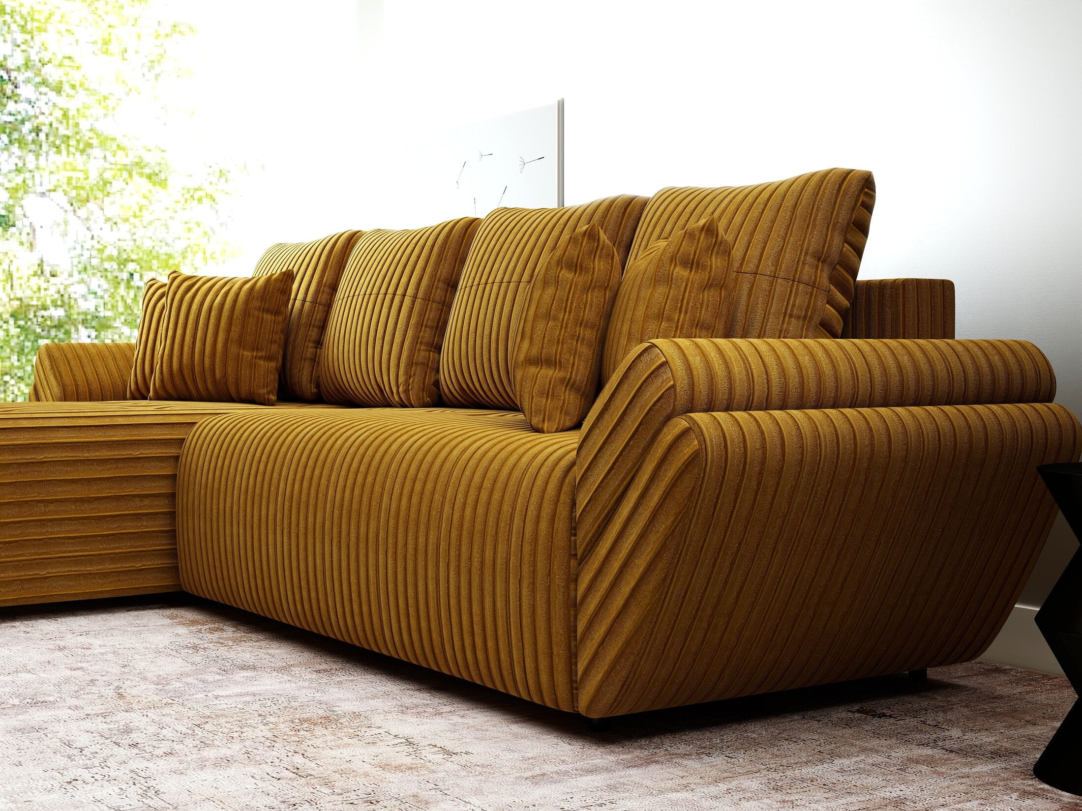 Colțar extensibil dumonde cu ladă de depozitare Berlin XL Ambience Mustar 350x185 cm