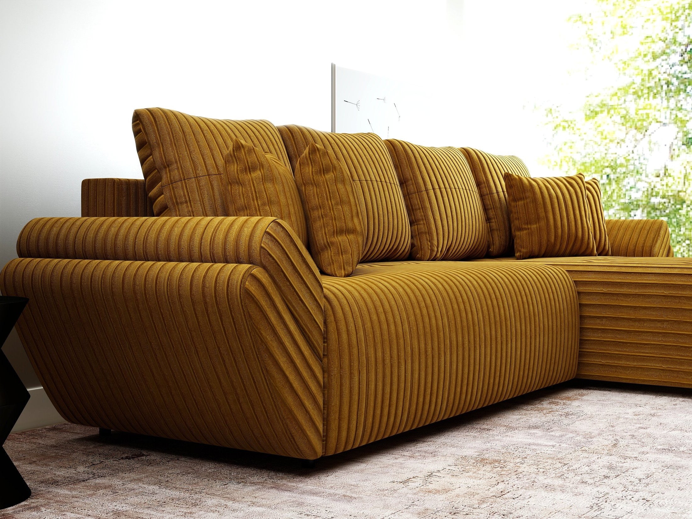 Colțar extensibil dumonde cu ladă de depozitare Berlin XL Ambience Mustar II 350x185 cm