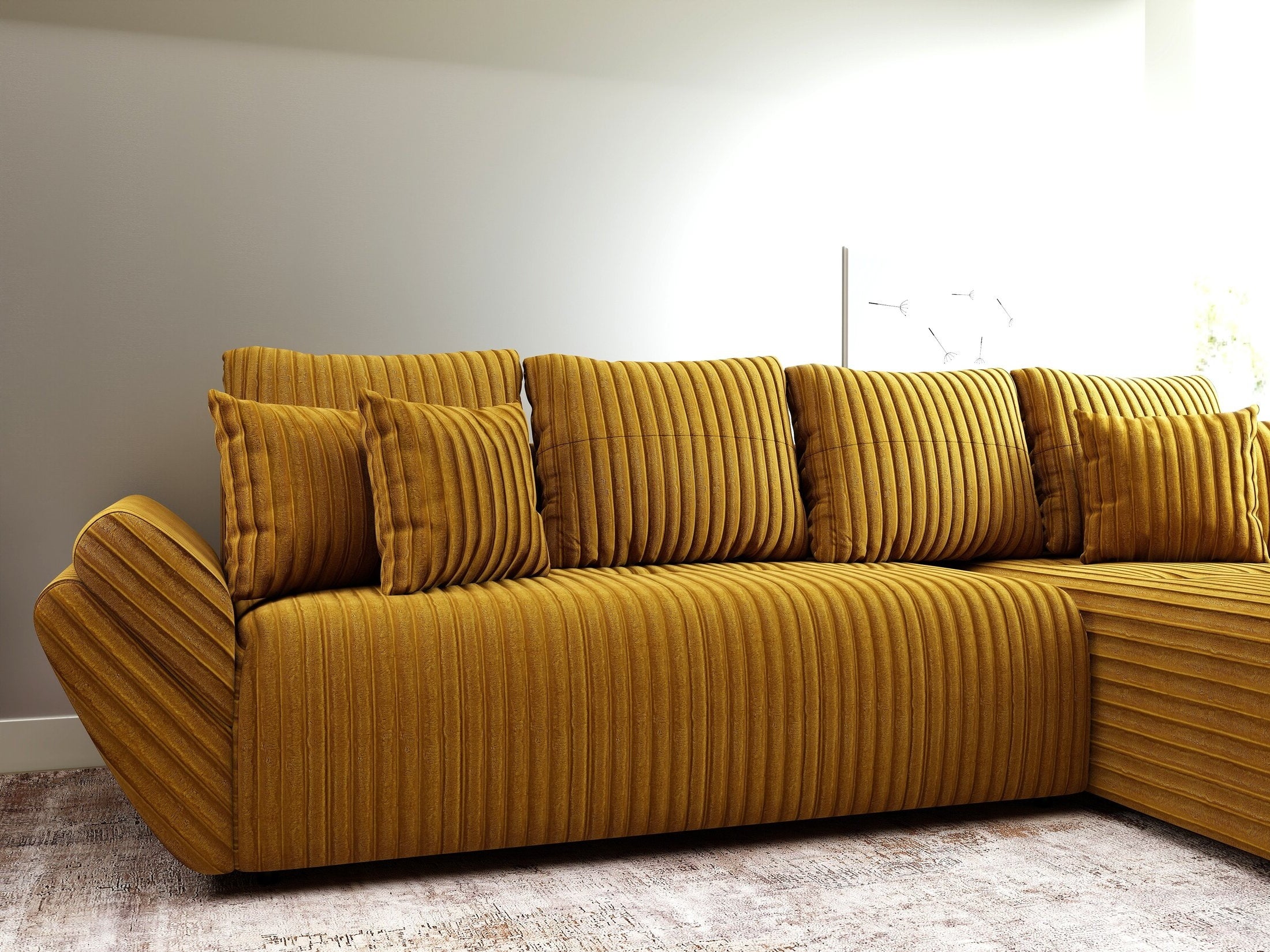 Colțar extensibil dumonde cu ladă de depozitare Berlin XL Ambience Mustar II 350x185 cm