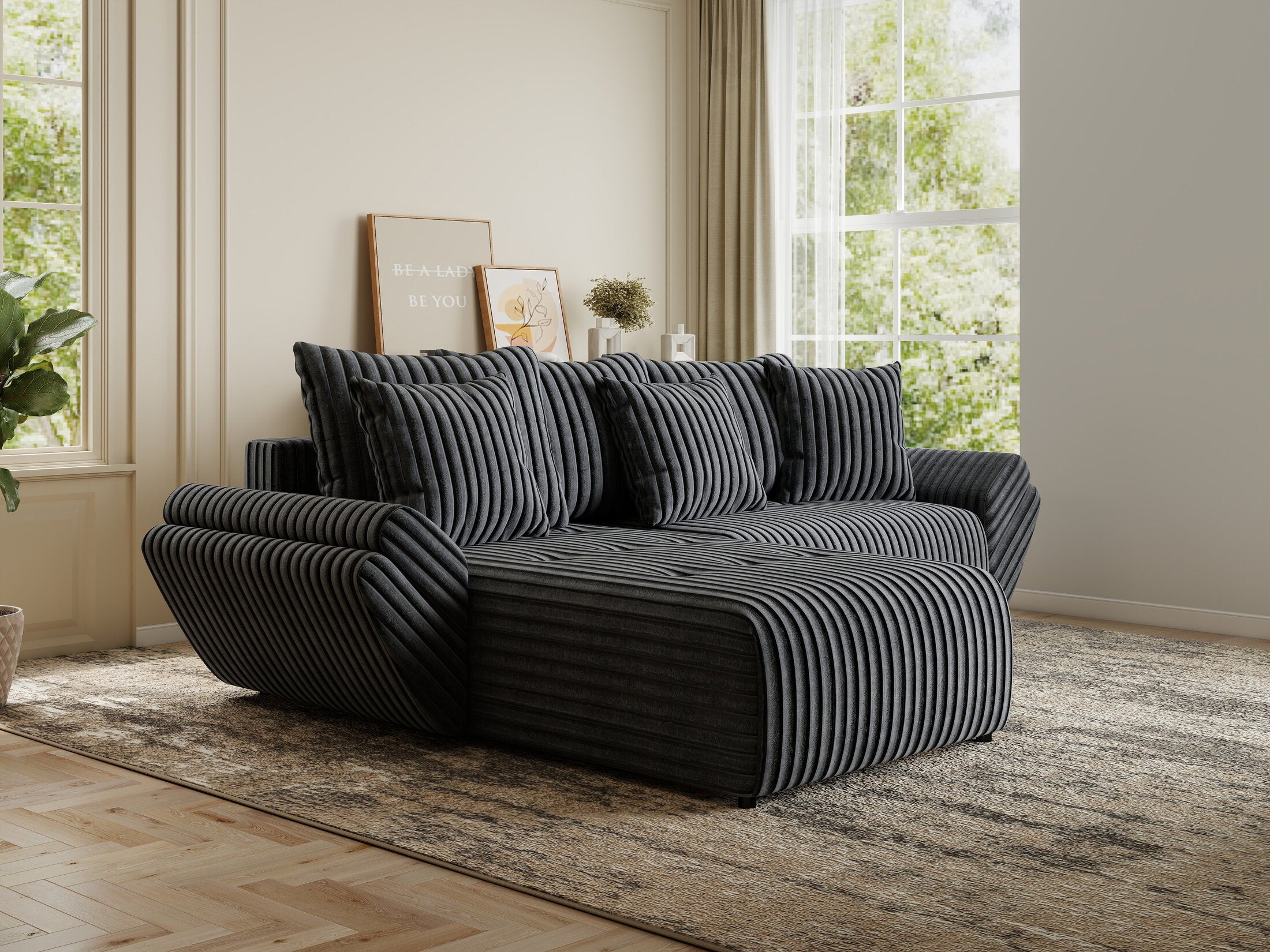 Colțar extensibil dumonde cu ladă de depozitare si sezut confortabil din spuma HR, Berlin Ambience Gri 280x185 cm