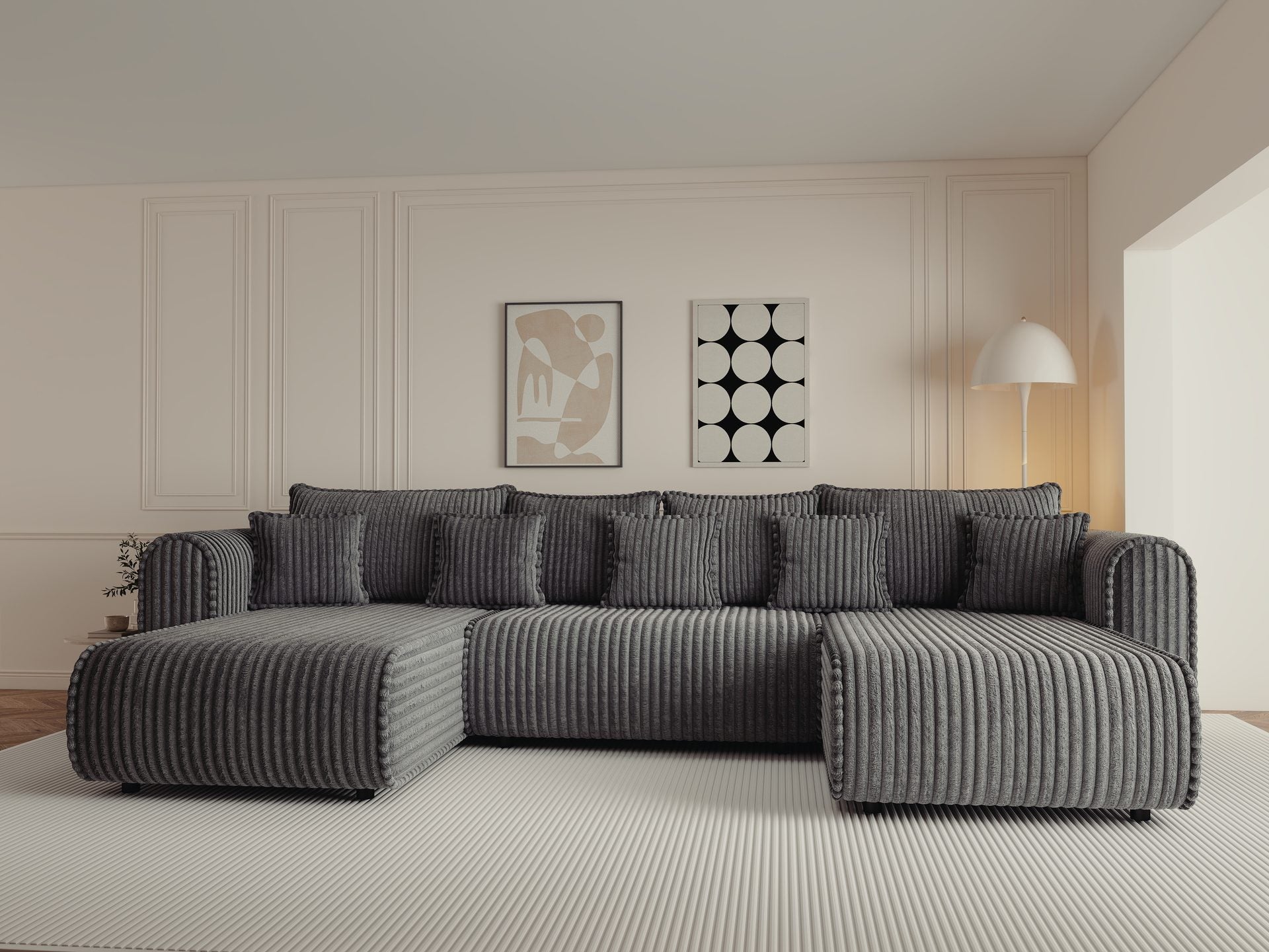 Colțar extensibil dumonde în formă de U cu ladă de depozitare si sezut confortabil din spuma high-density, Monaco U Tili