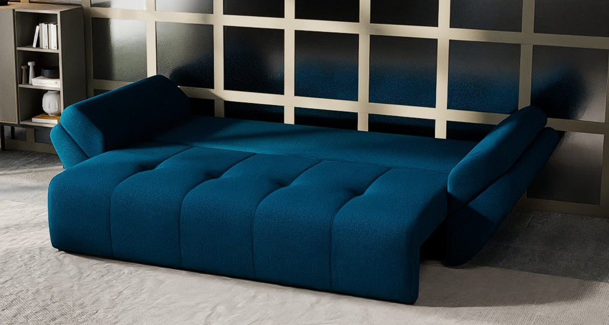 Canapea extensibilă dumonde cu ladă de depozitare si sezut confortabil din spuma HR, Berlin Petrol Green 250x100 cm Fabrica