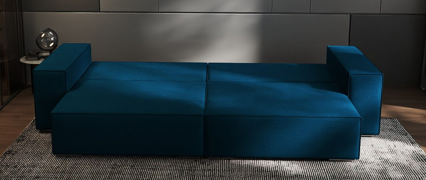 Canapea extensibilă dumonde cu ladă de depozitare si sezut confortabil din spuma HR, Dream Enjoy Petrol 310x100 cm Fabrica