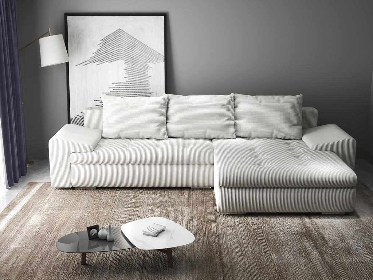 Colțar extensibil dumonde cu ladă de depozitare si sezut confortabil din spuma HR, Leonardo Zoom Gri 255x193 cm II
