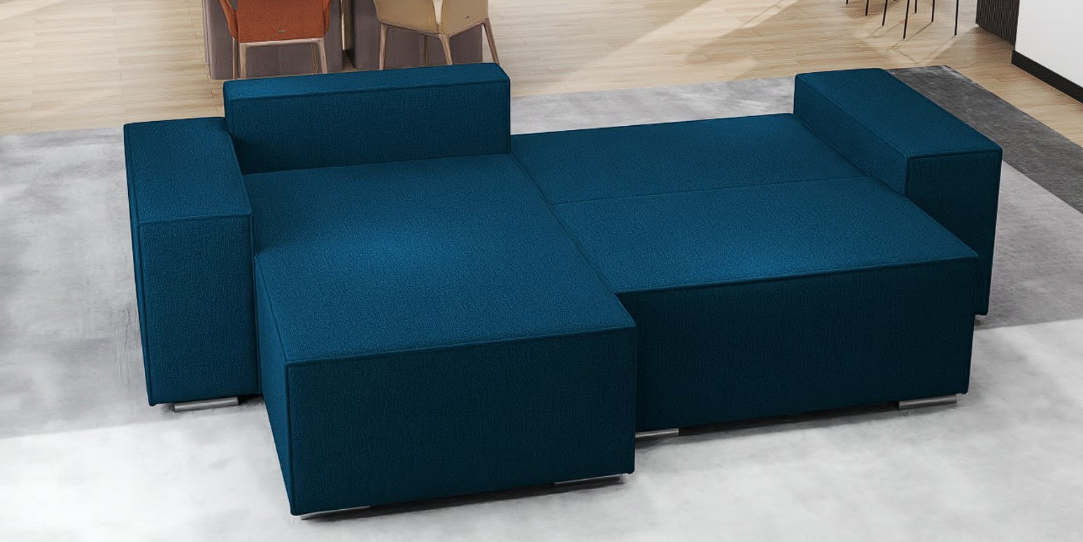 Colțar extensibil dumonde cu ladă de depozitare si sezut confortabil din spuma HR, Dream Enjoy Petrol 290x185 cm Fabrica