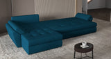 Colțar extensibil dumonde cu ladă de depozitare si sezut confortabil din spuma HR, Loana XL Enjoy Verde Petrol II 335x185 cm Fabrica
