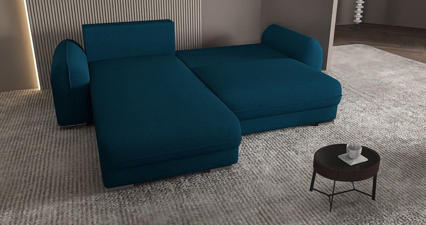 Colțar extensibil dumonde cu ladă de depozitare si sezut confortabil din spuma HR, Denver Enjoy Petrol 275x185 cm Fabrica
