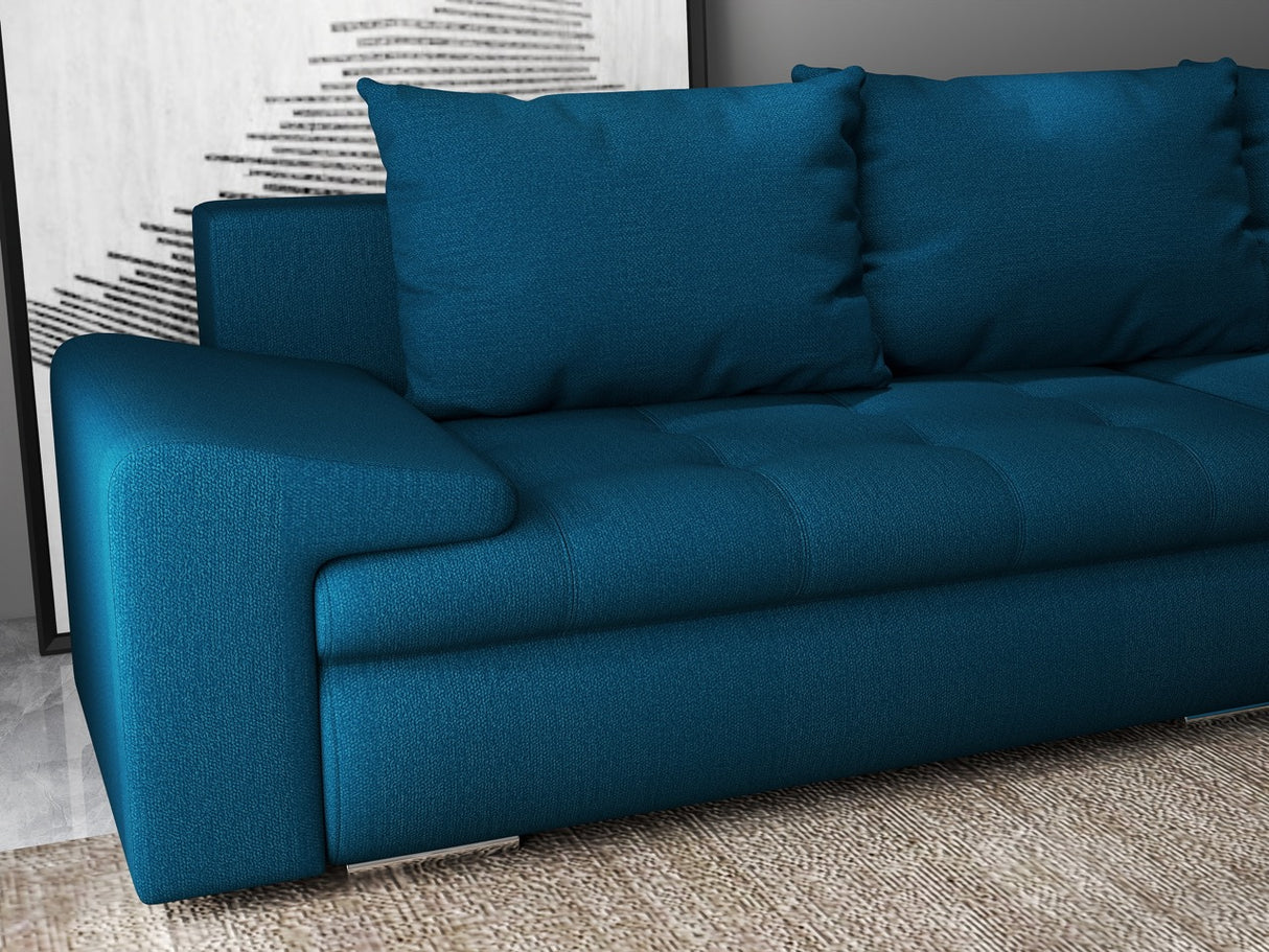Colțar extensibil dumonde cu ladă de depozitare si sezut confortabil din spuma HR, Leonardo Enjoy Verde Petrol 255x193 cm II