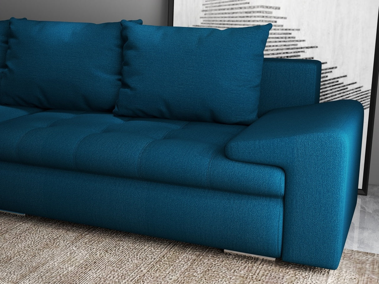 Colțar extensibil dumonde cu ladă de depozitare si sezut confortabil din spuma HR, Leonardo Enjoy Verde Petrol 255x193 cm