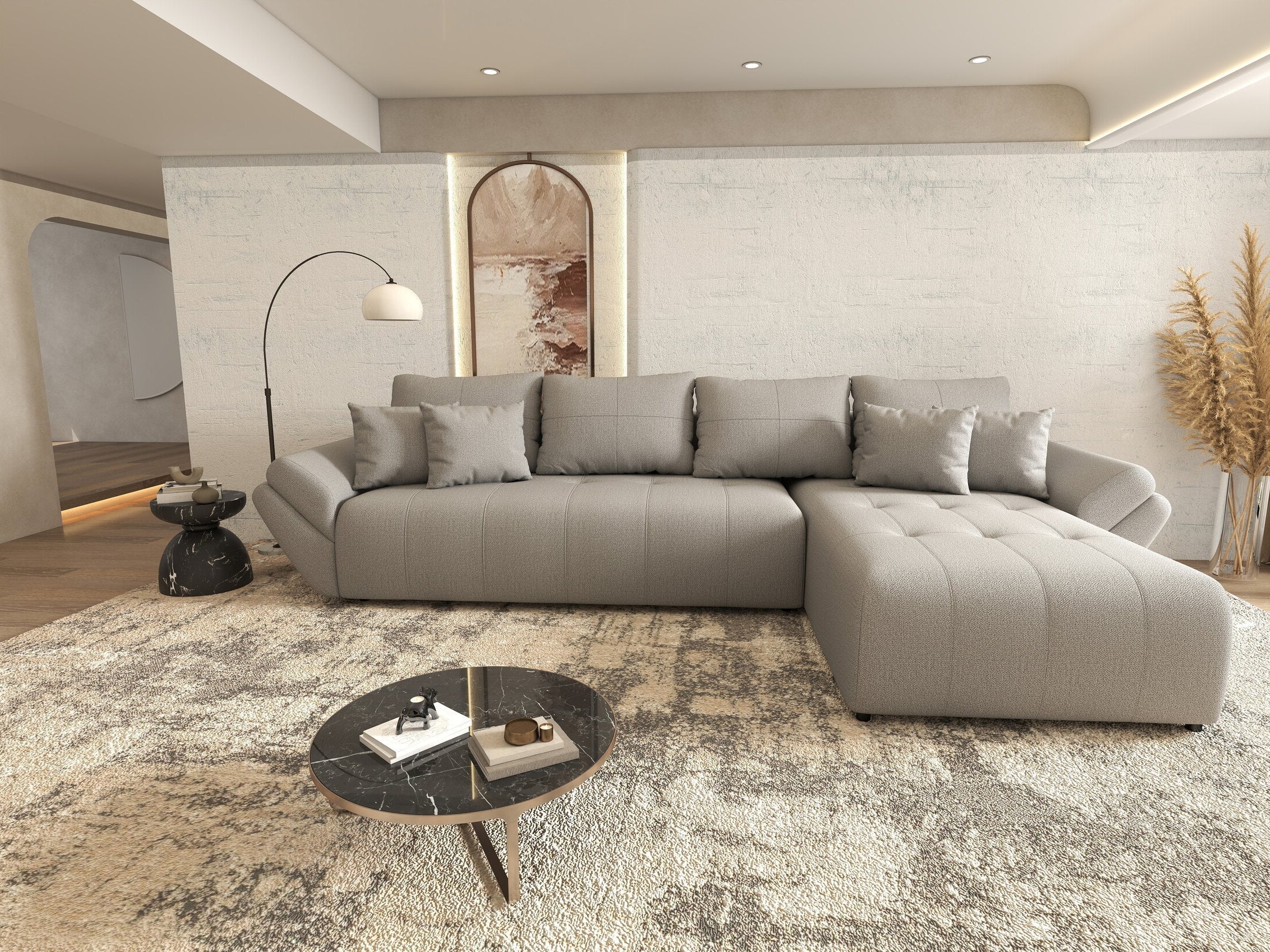 Colțar extensibil dumonde cu ladă de depozitare Berlin XL Enjoy Grey 350x185 cm II
